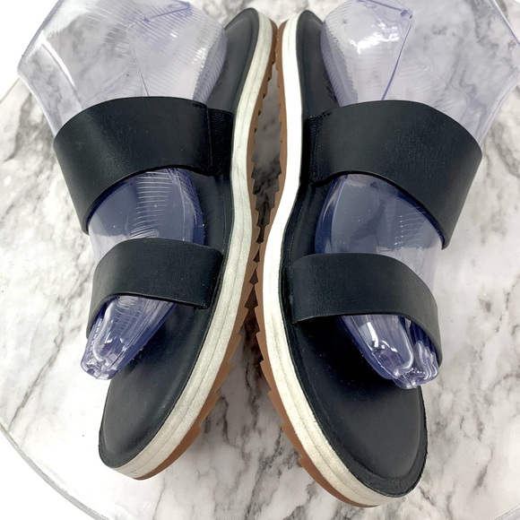 Roots Black Double-Strap Slide Sandals 8/38 Sporty Classic Summer - Picture 7 of 15